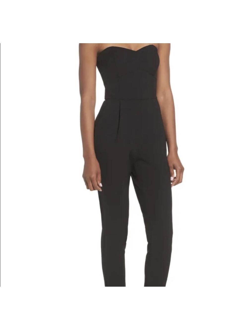 adelyn rae | Black Sleeveless Sweetheart Neckline Fitted Jumpsuit‎ Size S